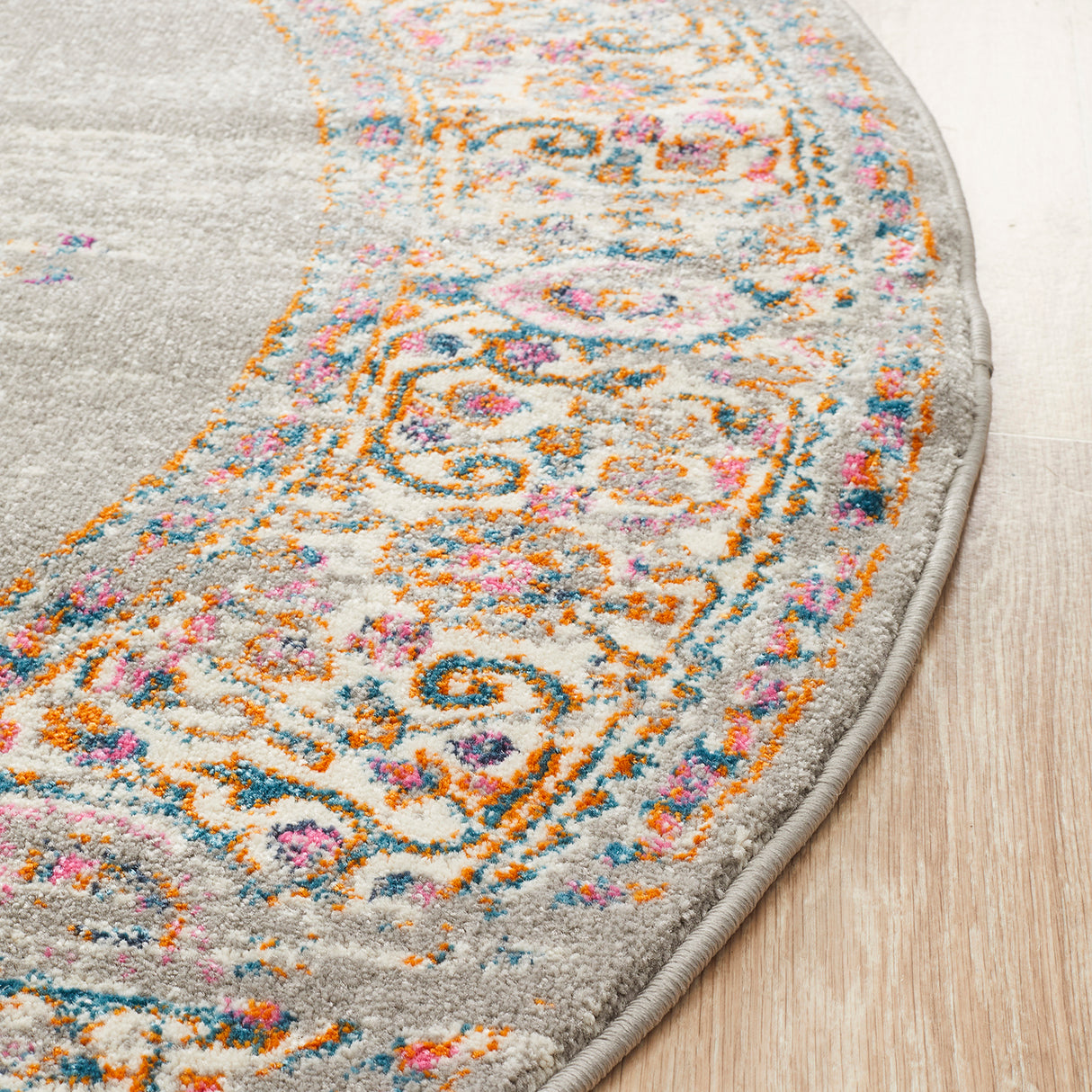 Babylon 211 Grey Round Rug