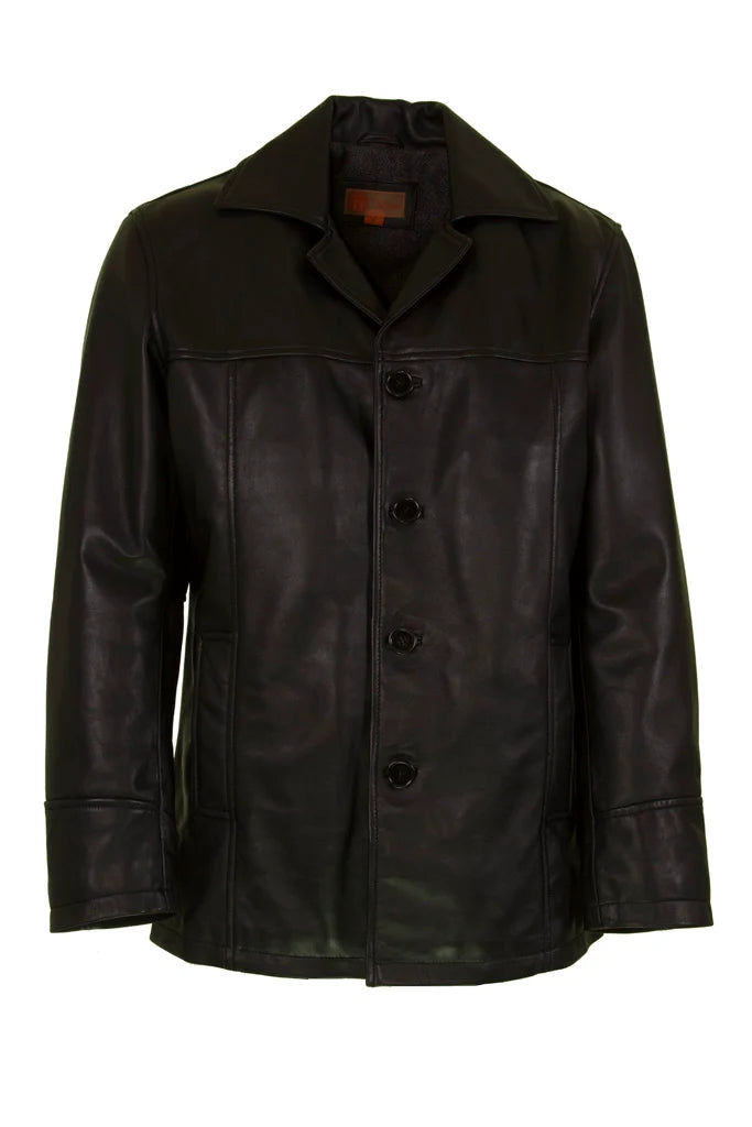 Mens Leather Trench Coat in Black