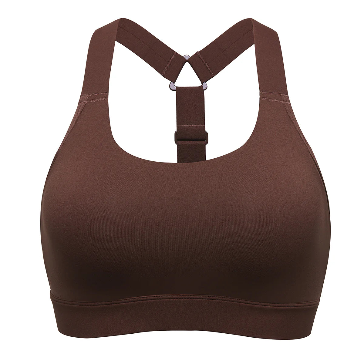 Power On Racerback High Impact Adjustable Padded Wireless Bra - Brown
