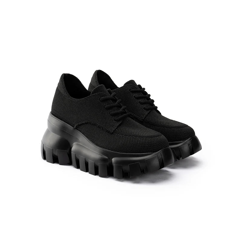 Retro Leopard Platform Sneakers - Black