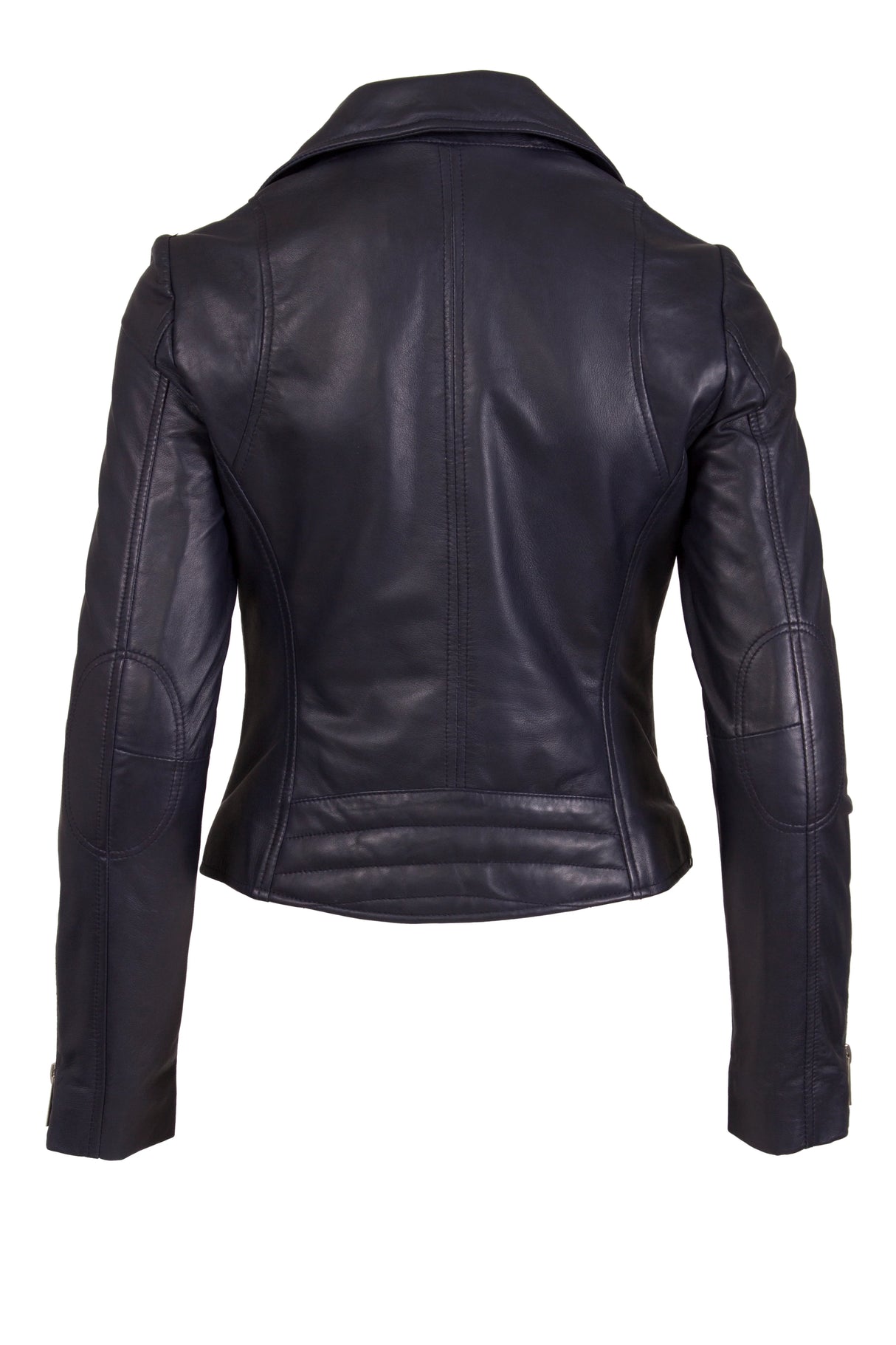 Womens Leather Jacket in Night Blue with Zips