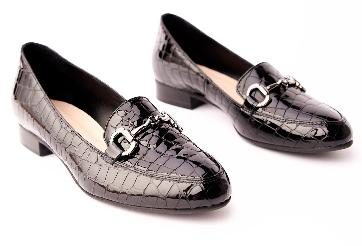 Bosccolo Womens Moccasin - Black Croco