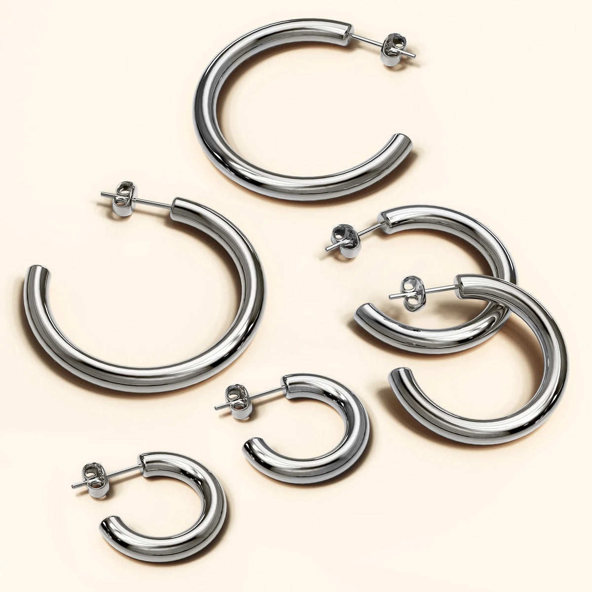 Bullion Gold Erica White Gold Hoop Earrings 20mm