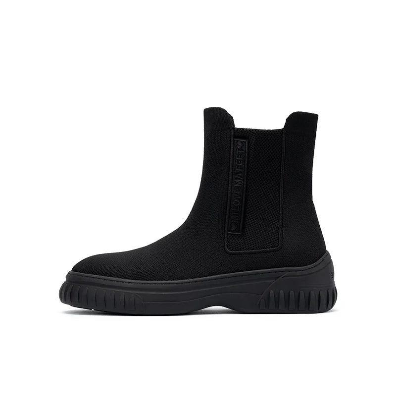 Knit Chelsea Ankle Boots - Black