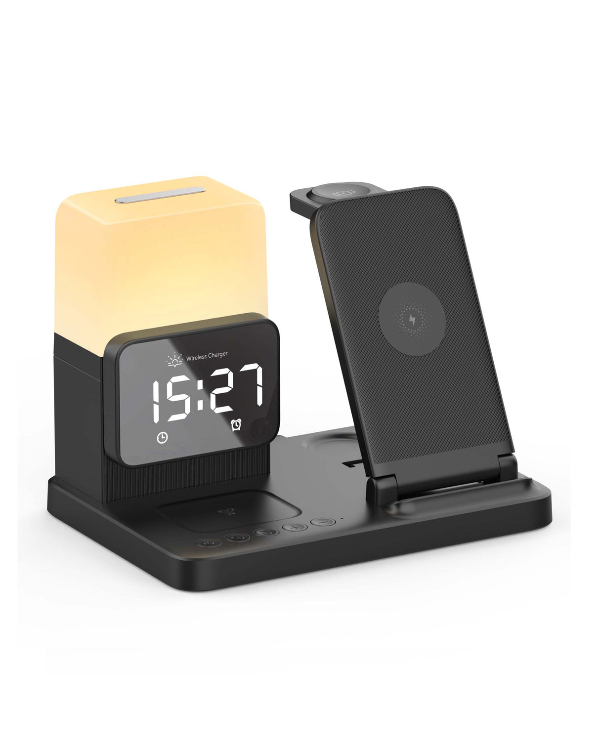 TODO Wireless Phone Charger Alarm Clock LED Lamp 15W Fast Charge Earphone Watch Charge