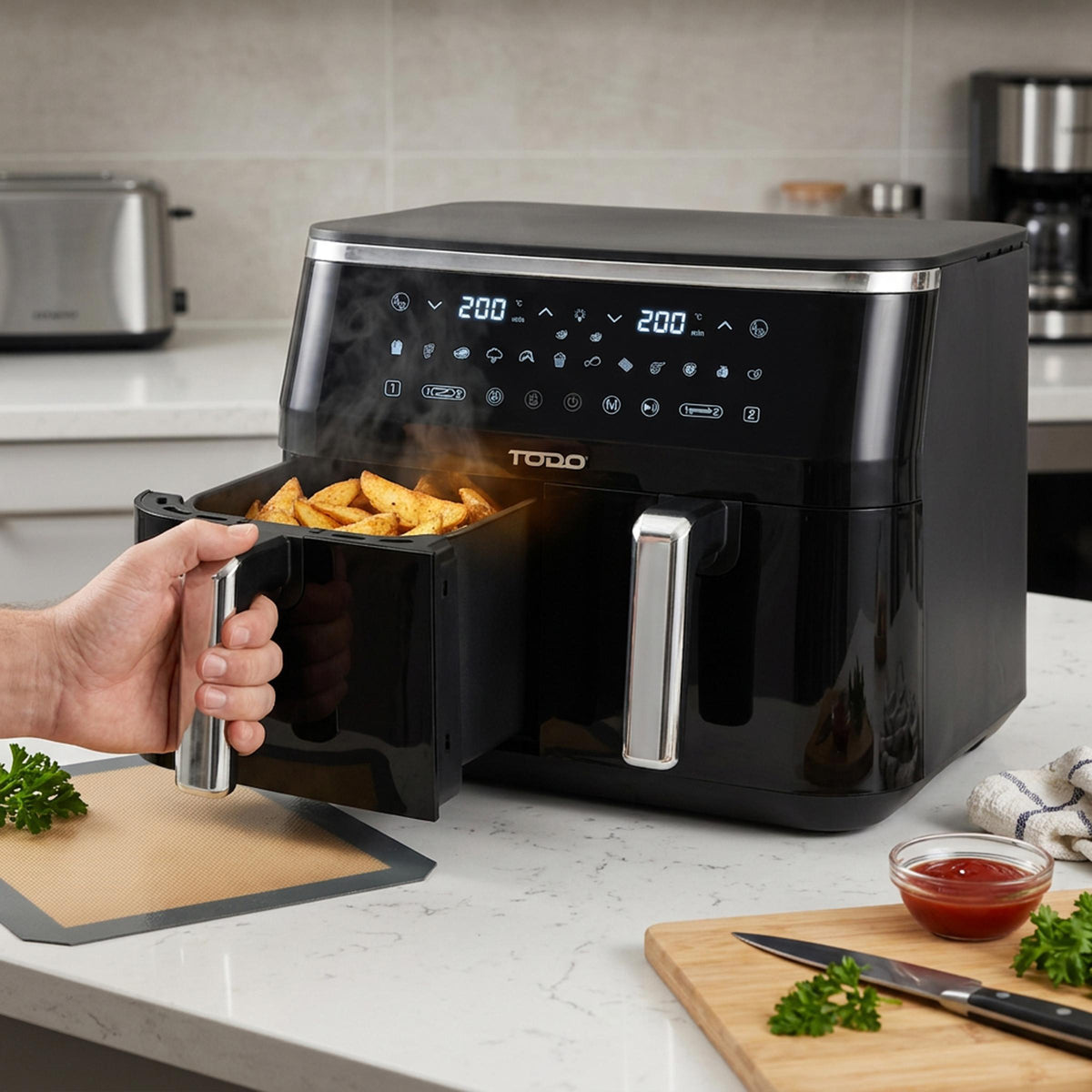TODO 9L Air Fryer 2400W Dual Basket Digital Control Multi Function Cooker