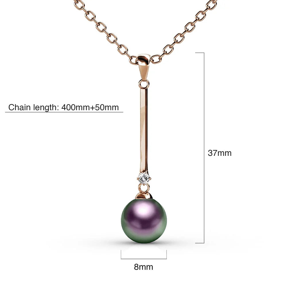 Krystal Couture Magnificent Pearl Drop Necklace Embellished with Swarovski Crystal Iridescent Purple Pearls