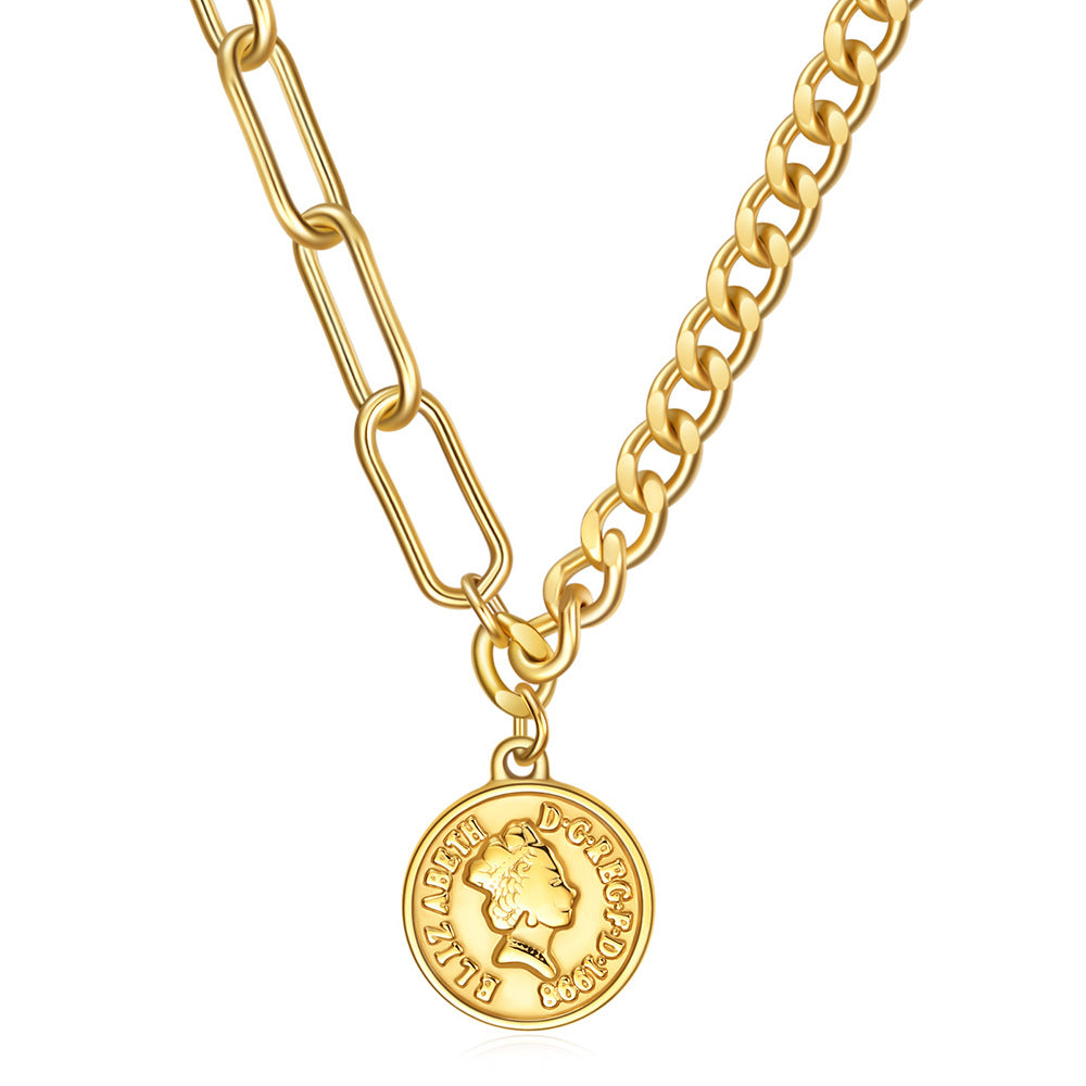 Liv Oliver 18K Gold Coin Drop Necklace