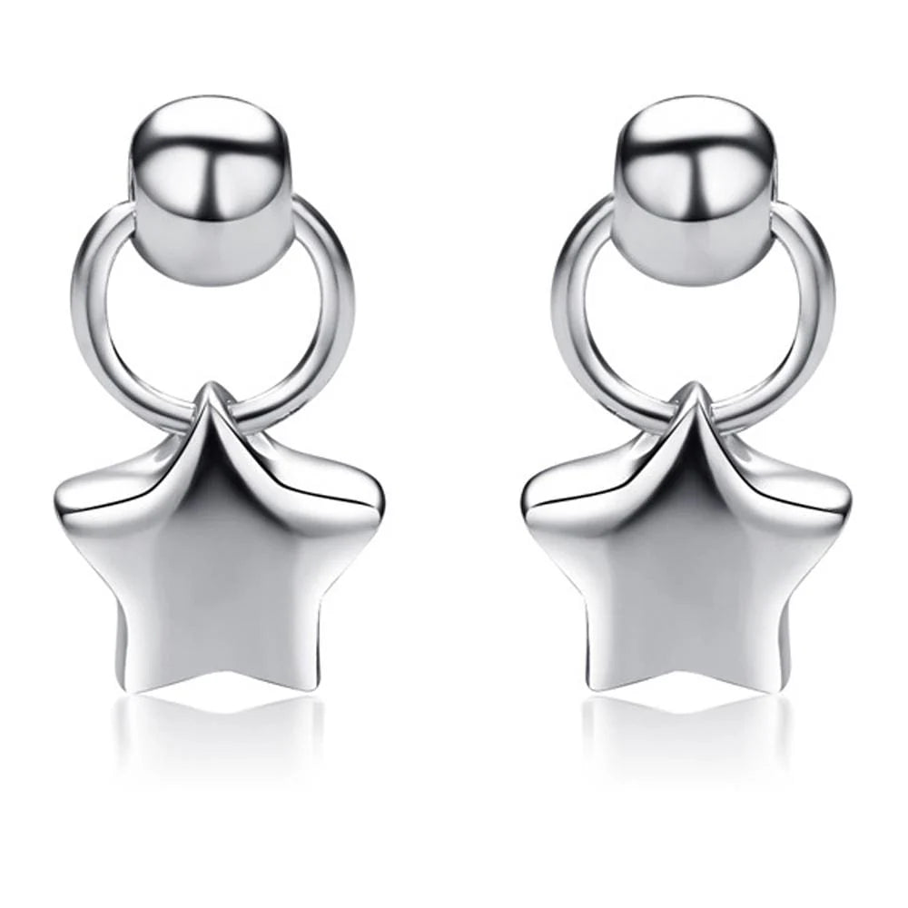 Solid 925 Sterling Silver Enchanting Star Drop Earrings