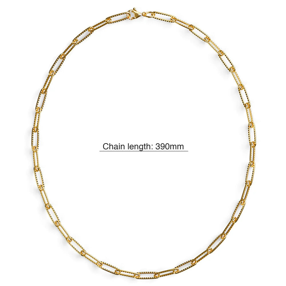 Bullion Gold Textured Paper-Clip Link Chain Necklace in Gold