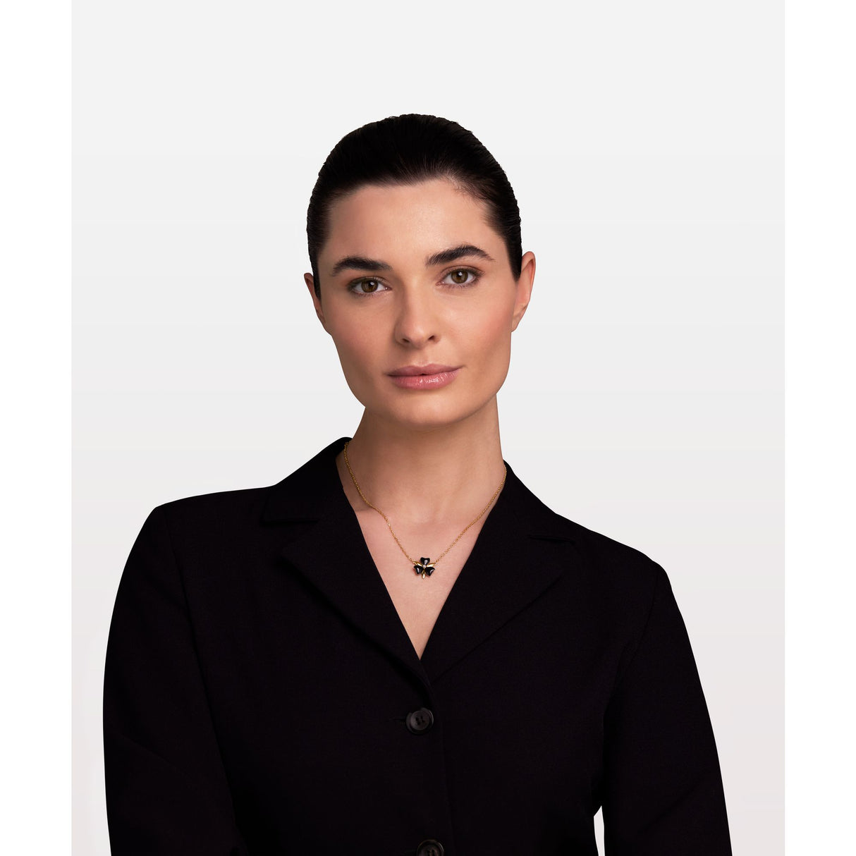 Furla Flora Gold-Tone & Black Enamel Necklace