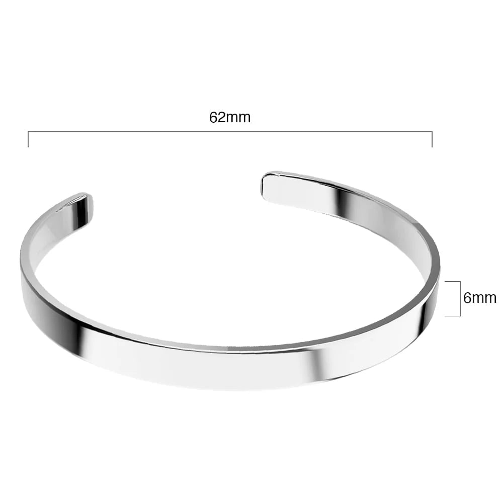 Bullion Gold Avenue Classic Cuff Bangle White Gold - 6mm