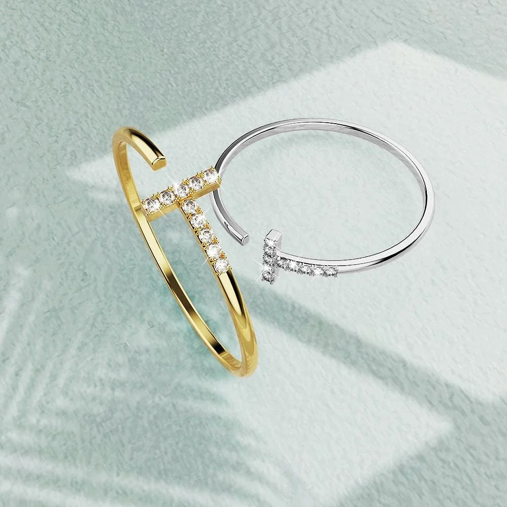 Adjustable Solid 925 Sterling Silver Cleo Stacking Ring in Gold