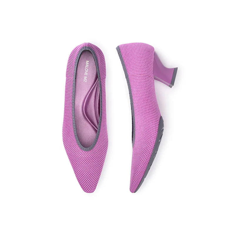 Modish Slip-On Block Heel Pumps - Fuchsia