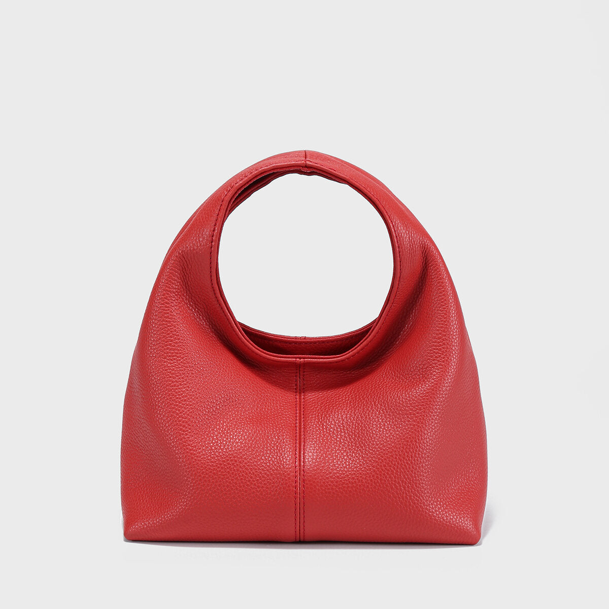Premium Calfskin Leather Slouchy Hobo Bag - Red