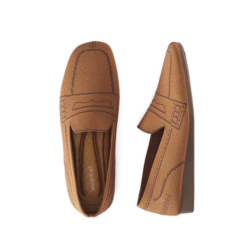 Comfortable Slip On Square Toe Loafers - Brown