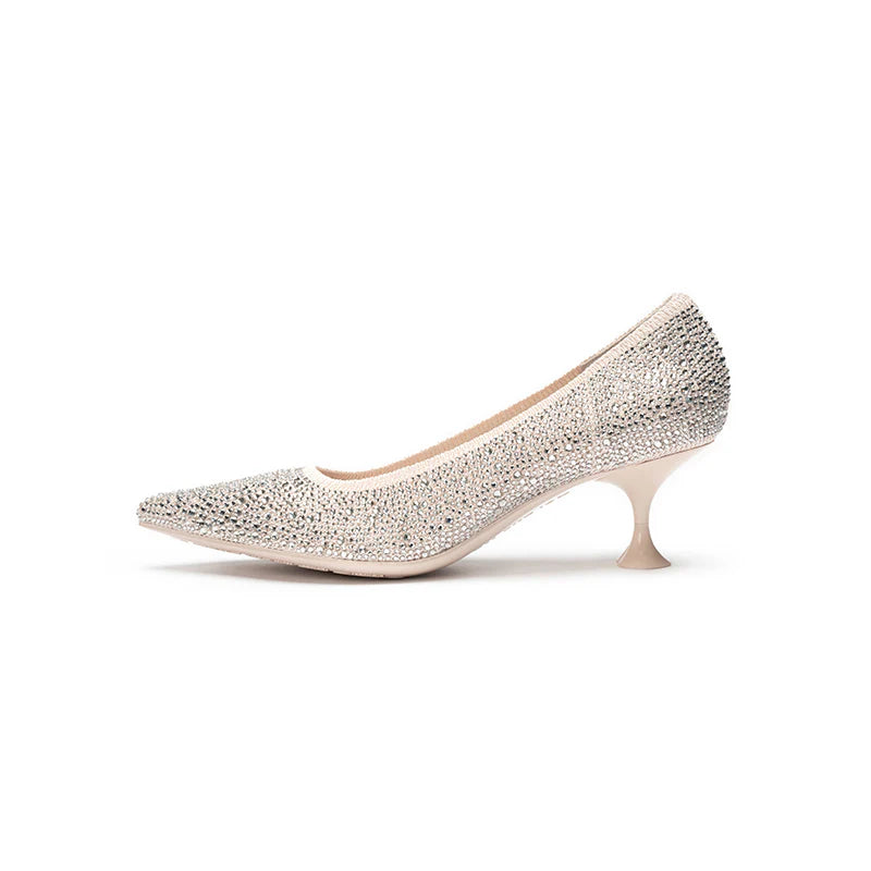 Cocktail Rhinestone Kitten Heels - Ivory