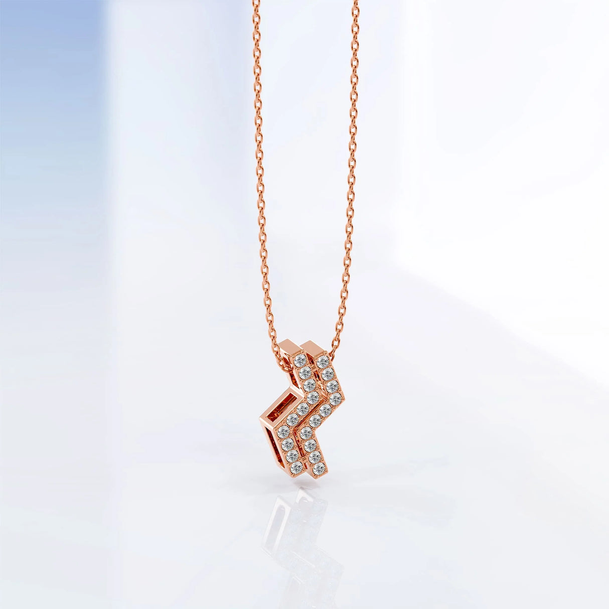 Krystal Couture Zigzag Pendant Necklace in Rose Gold Embellished with SWAROVSKI Crystals