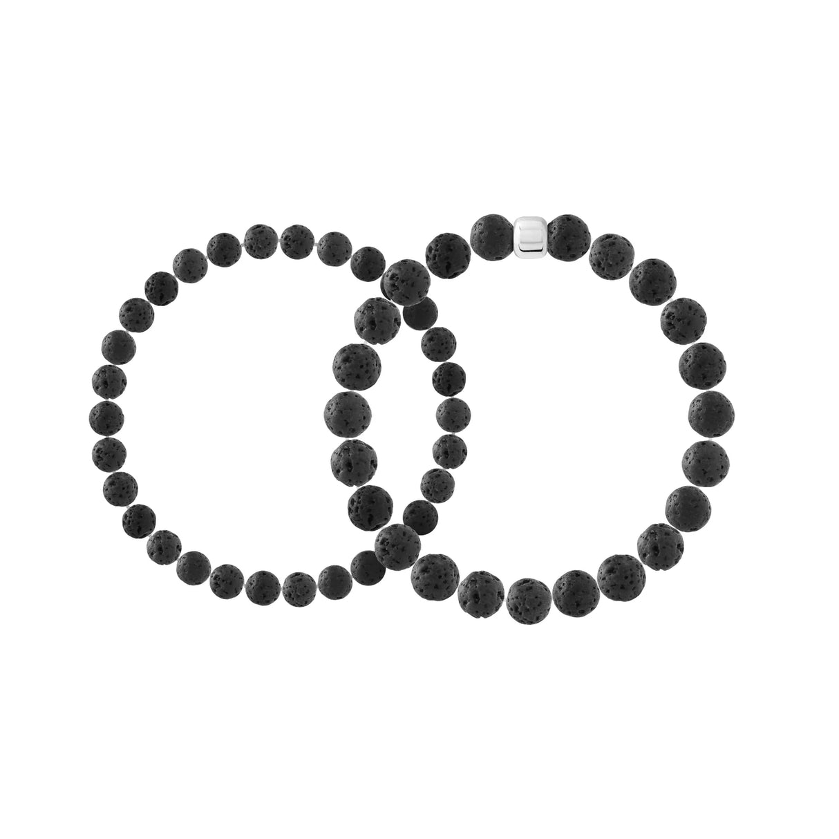 2 Bracelet Set Balance Lava Stone Sterling Silver