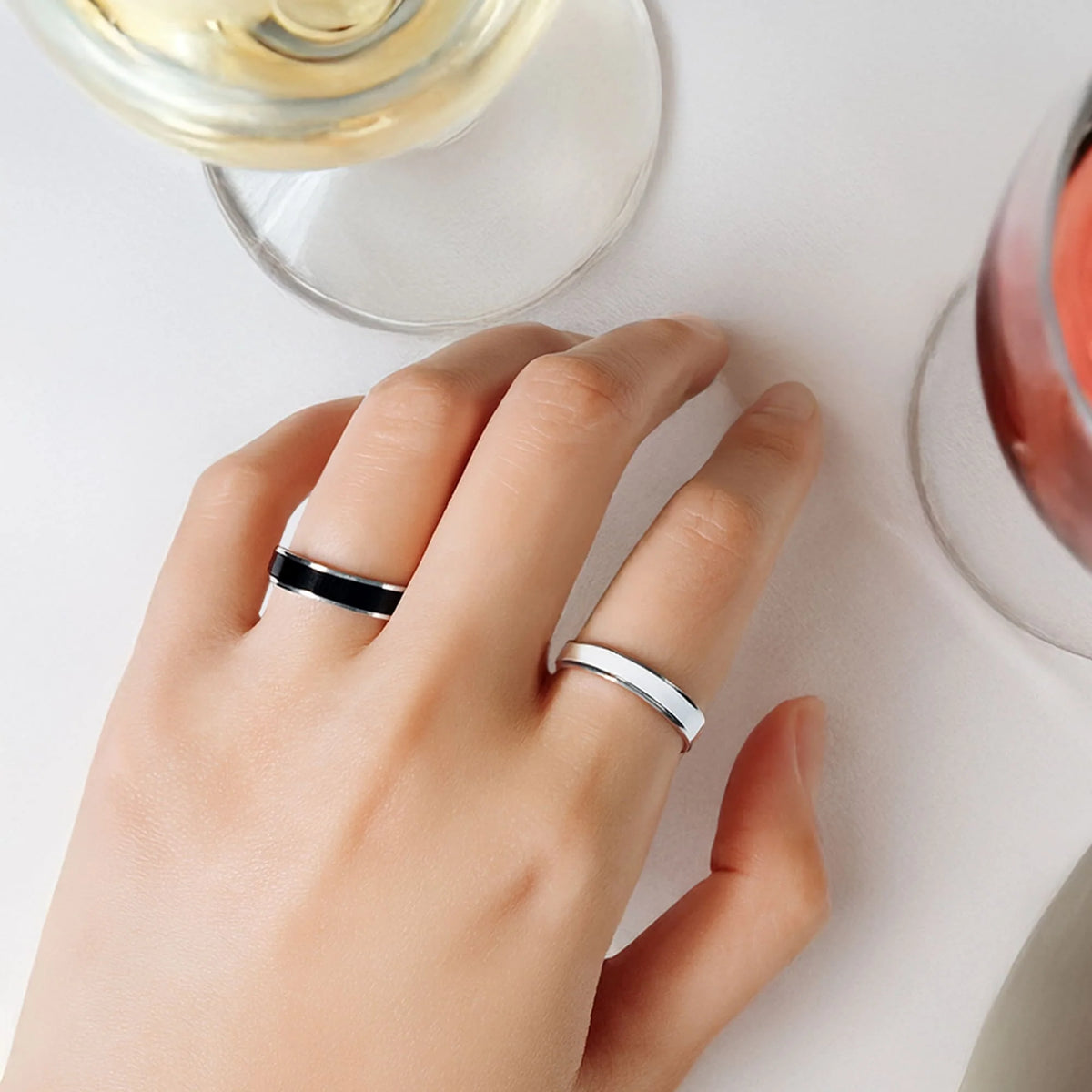 Bullion Gold Ceres Timeless Ring Black Enamel Ring in Silver