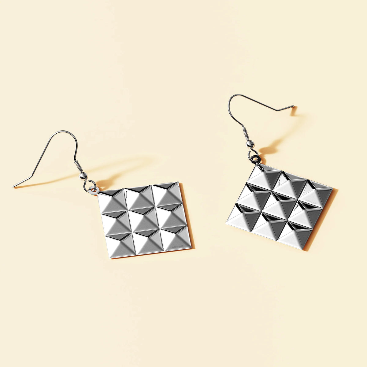 Bullion Gold Fascination Geometric Style Diamond Shape Metallic Earrings White Gold