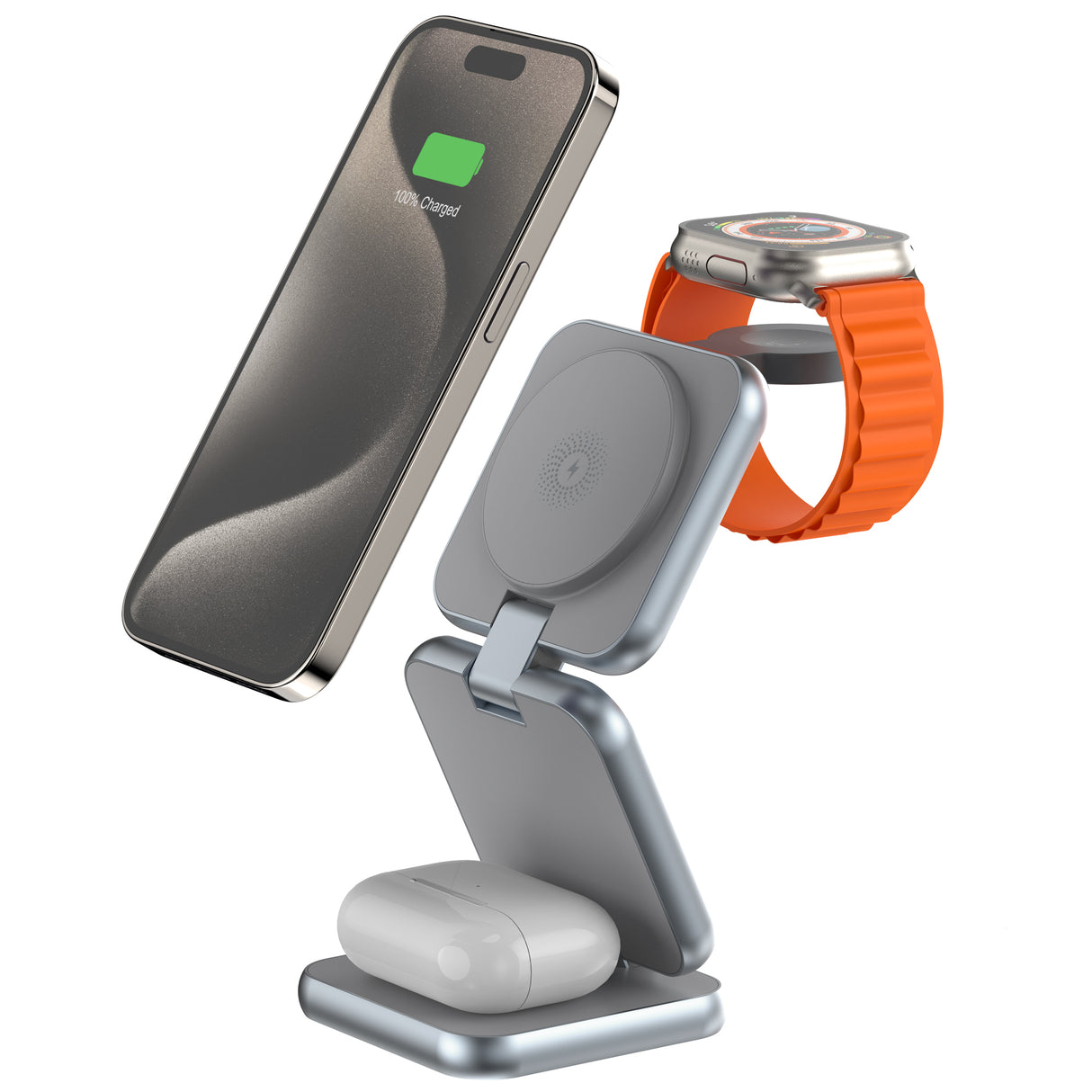 TODO 3 in 1 Wireless Phone Charger 15W Fast Charge Earphone Watch Magnetic Charge Stand
