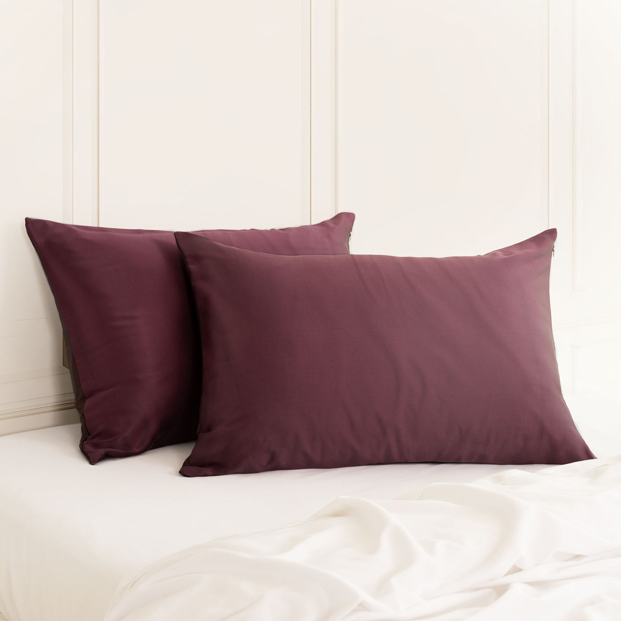 MULBERRY SILK PILLOW CASE TWIN PACK - SIZE: 51X76CM - MALAGA WINE