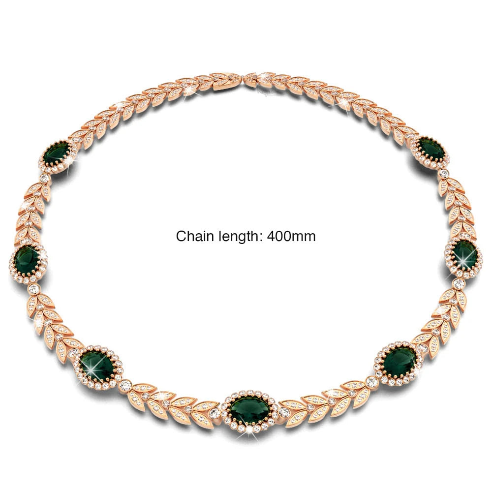 Boxed Georgina Necklace and Earrings Set Emerald Embellished with Swarovski® Crystals