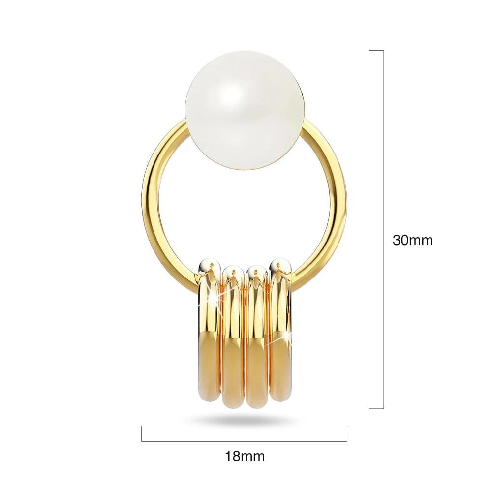 Bullion Gold Helena Pearl & Charm Ring Gold Drop Earrings
