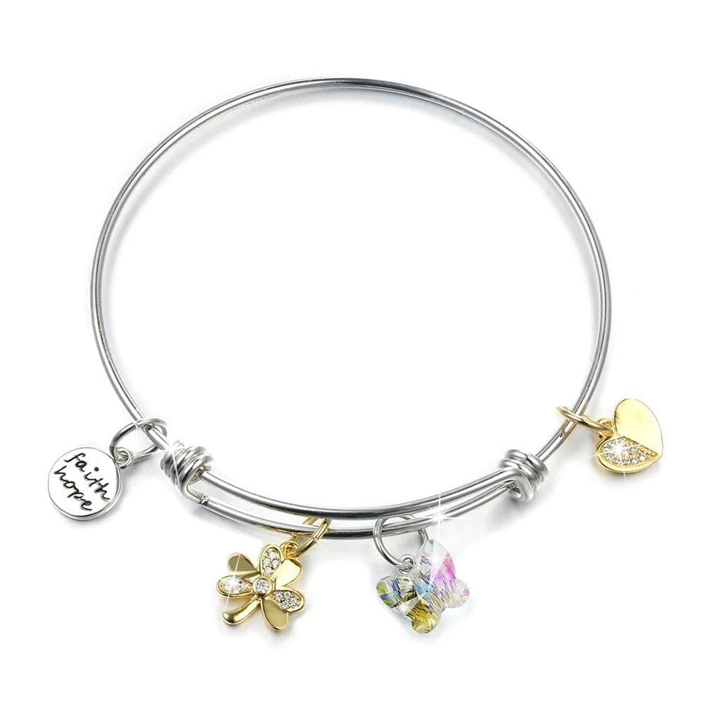Krystal Couture Inspiring Adjustable Charm Bangle Embellished with SWAROVSKI Crystals