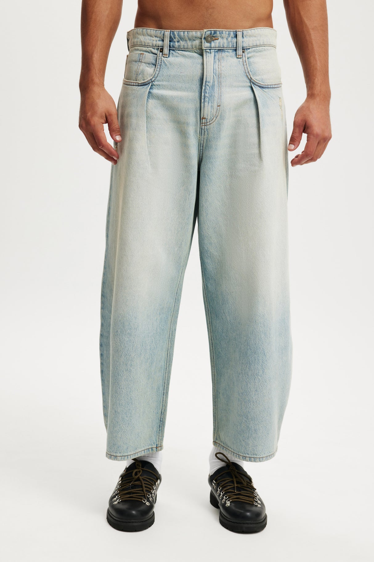 Cotton On Men's Pleat Jeans - Rampage Blue
