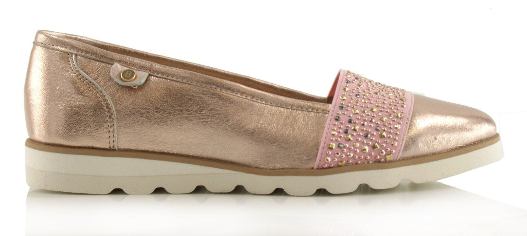 Bosccolo Womens Moccasin Lumpo - Nude Gold