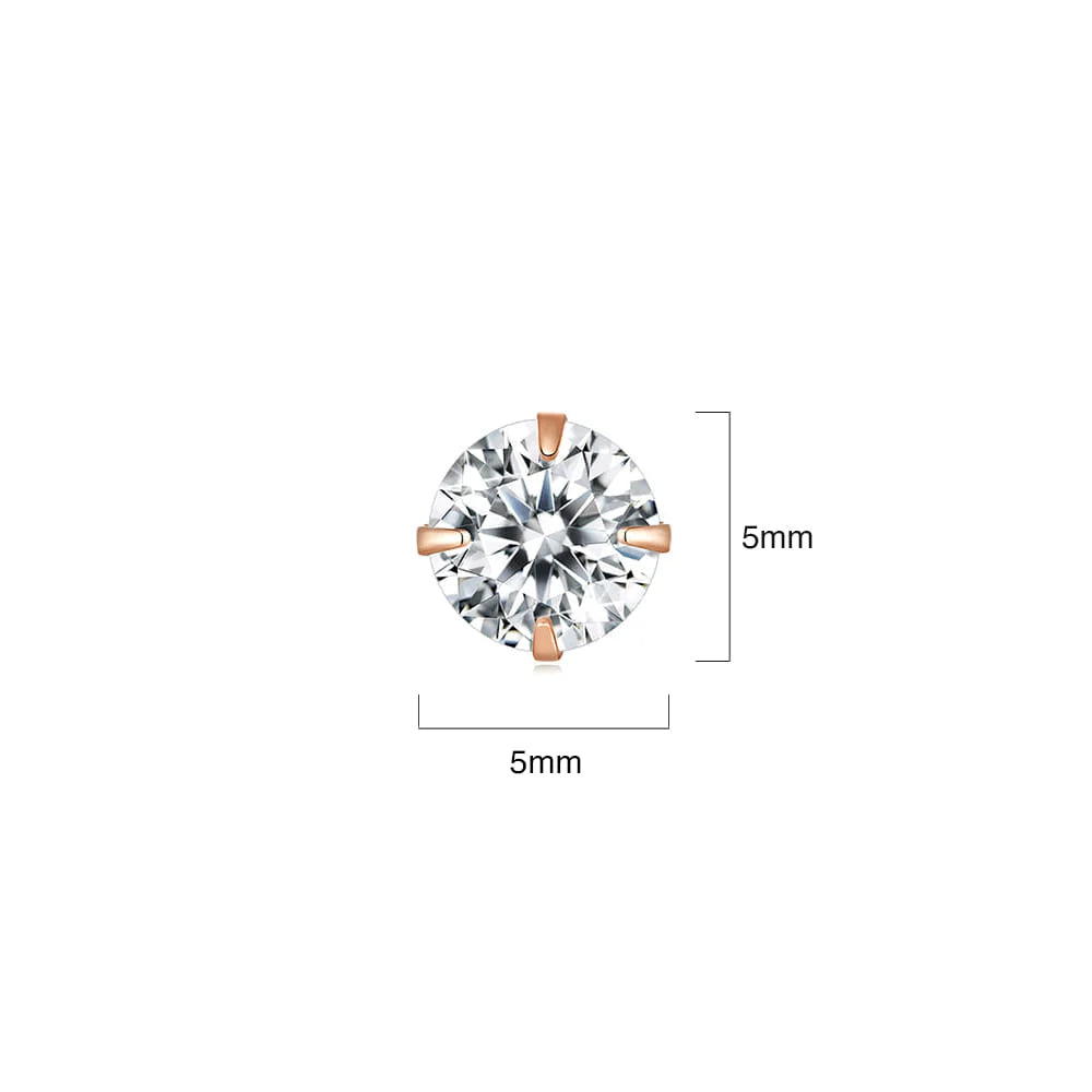 Solid 925 Signature Silver Mary Anne Crystal Stud Earrings In Rose Gold
