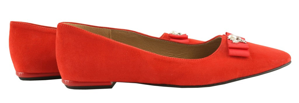 Bosccolo Womens Ballerina - Red Suede