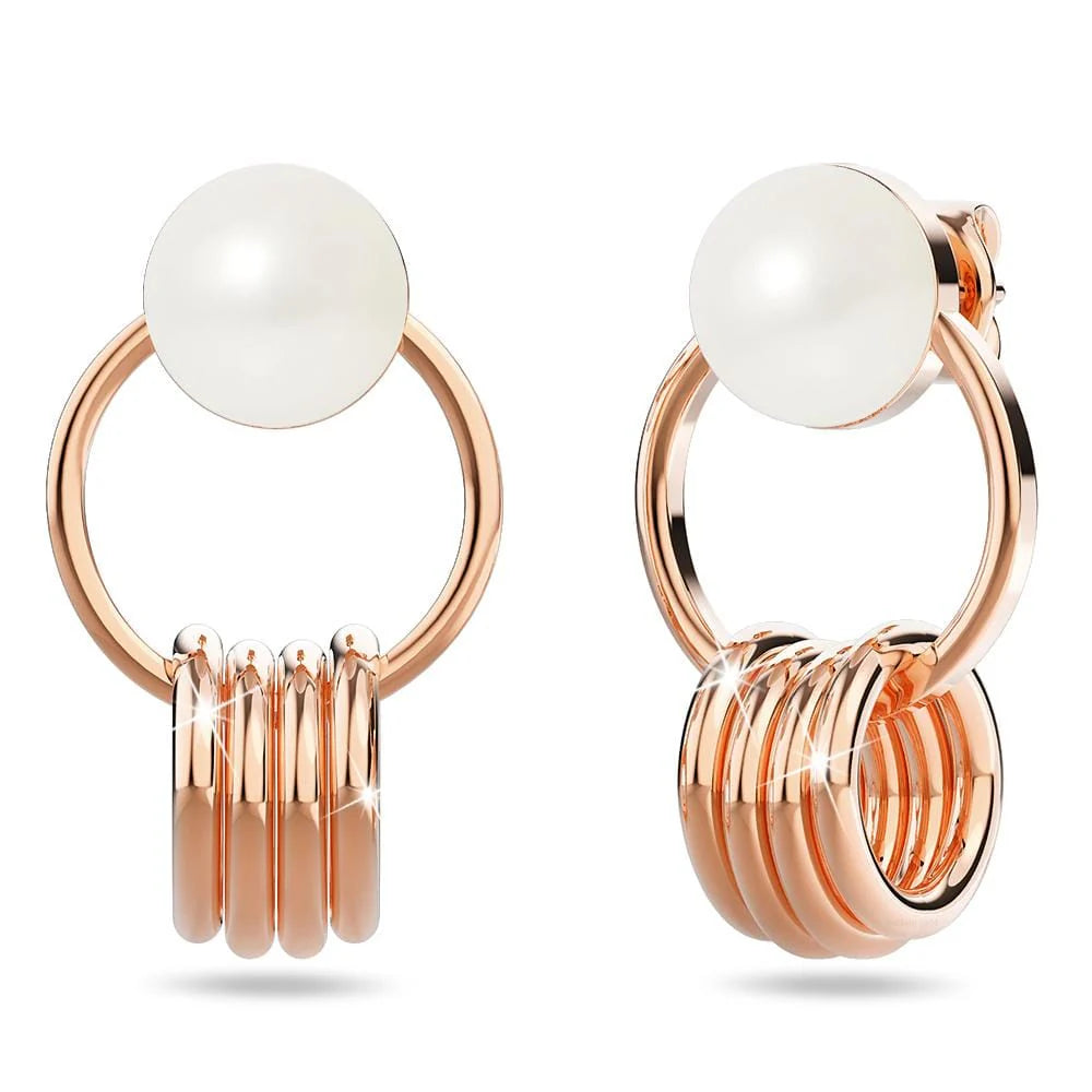 Bullion Gold Helena Pearl & Charm Ring Rose Gold Drop Earrings
