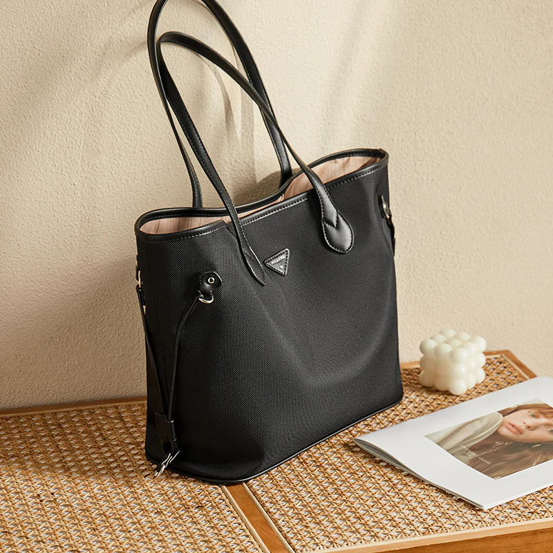 Nalandu Raleigh Large Capacity Canvas Commuter Tote Bag - Black