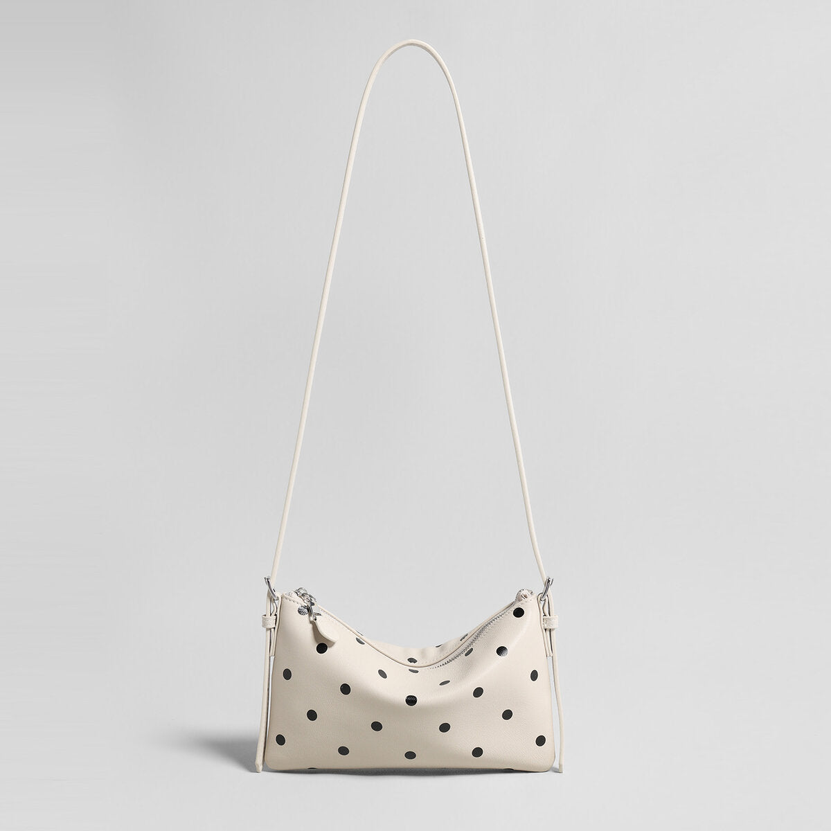 Polka Dot Soft Shoulder Bag - Ivory