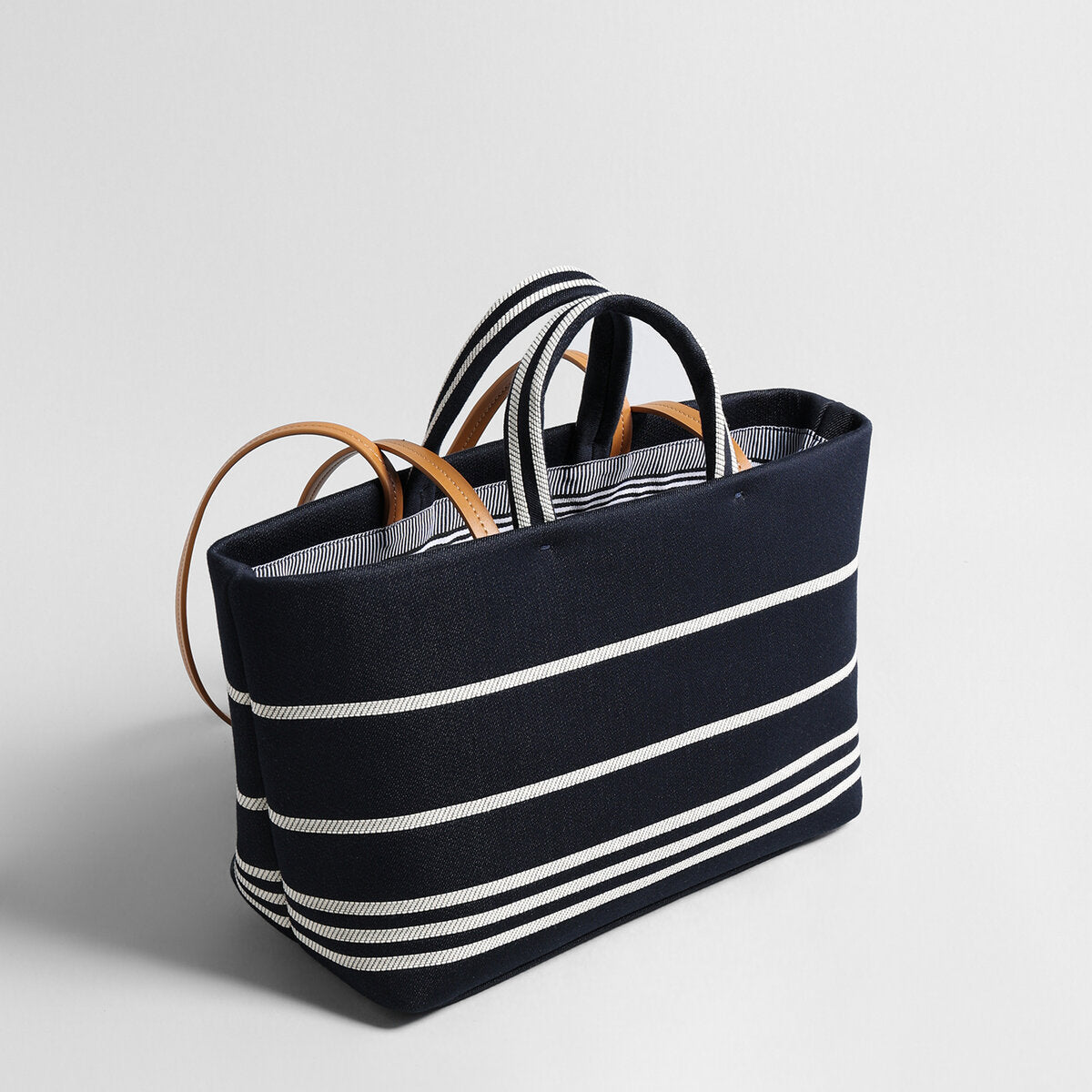 Nautical Striped Canvas Tote Bag - Navy