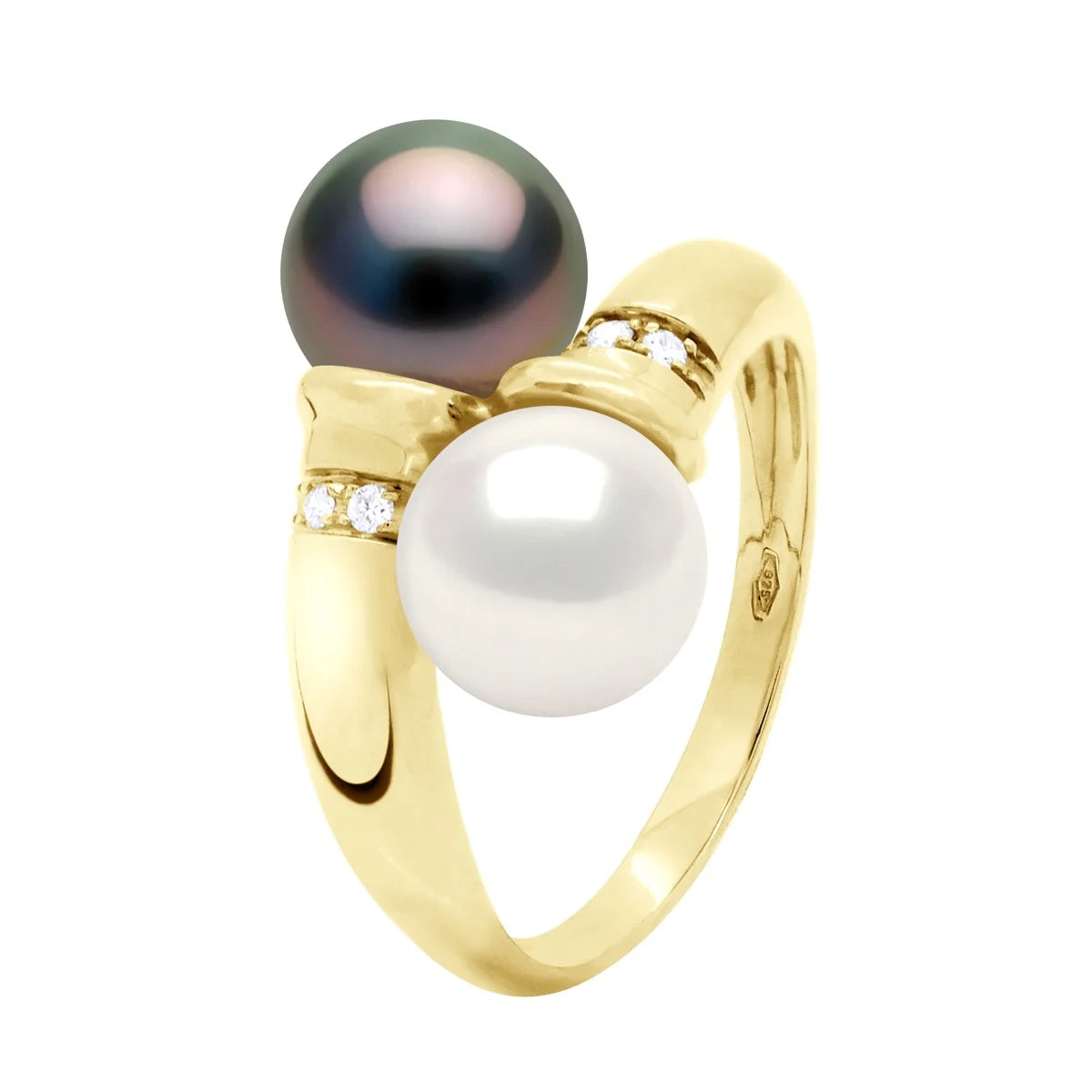 Ring Toi & Moi Freshwater Pearl & Diamond Yellow Gold
