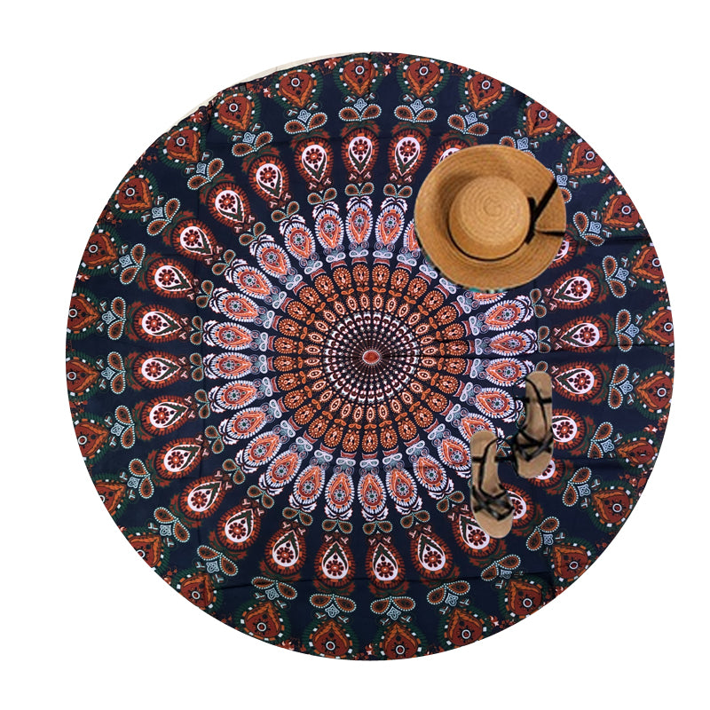 TODO Luxury Edition Chiffon Digital Print Beach Throw Yoga - Navy