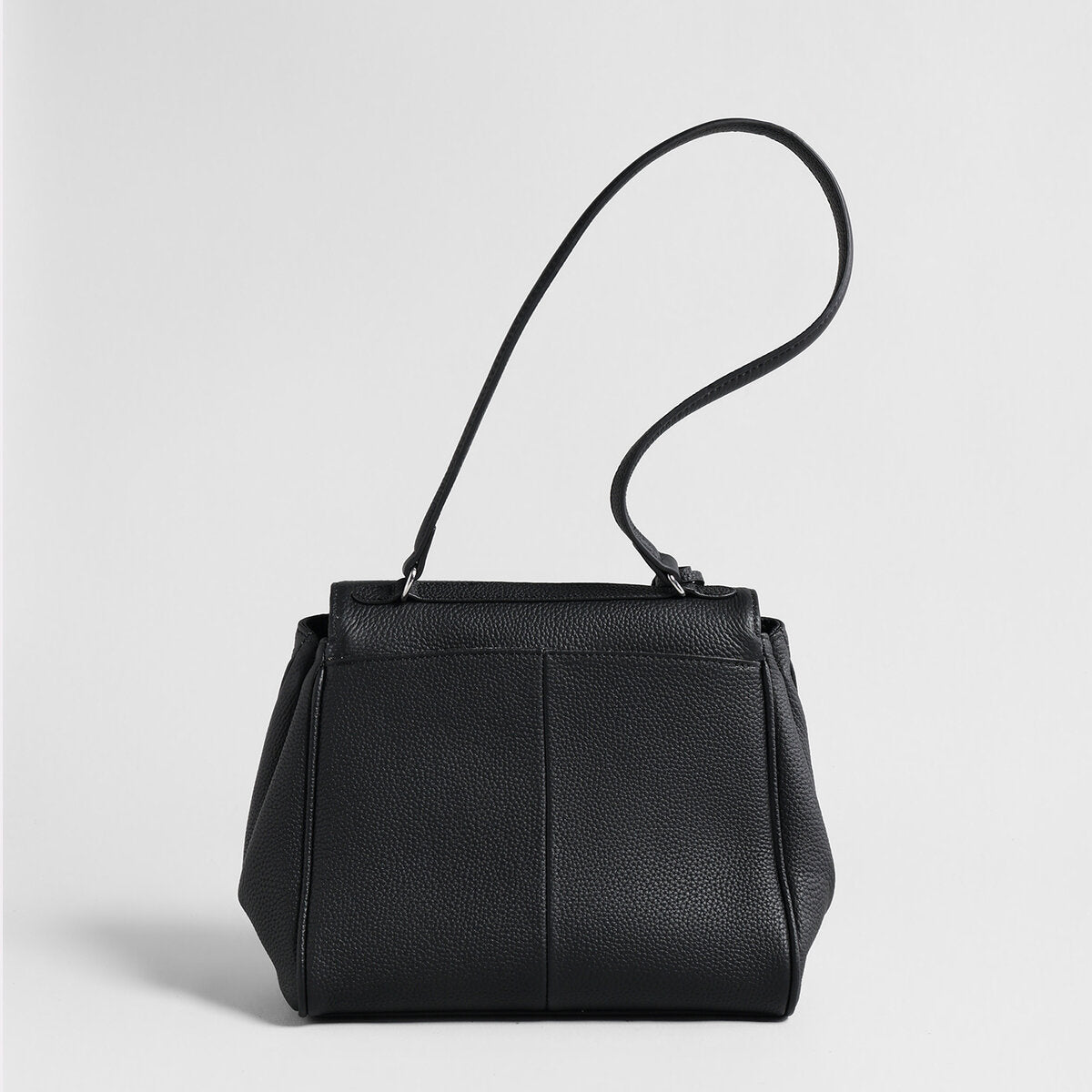 Pebbled Calfskin Messenger Bag - Black