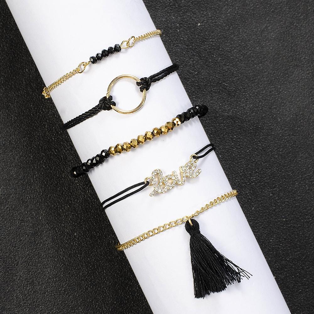 Bohemian 5-Piece Charm Bead Bracelet Set