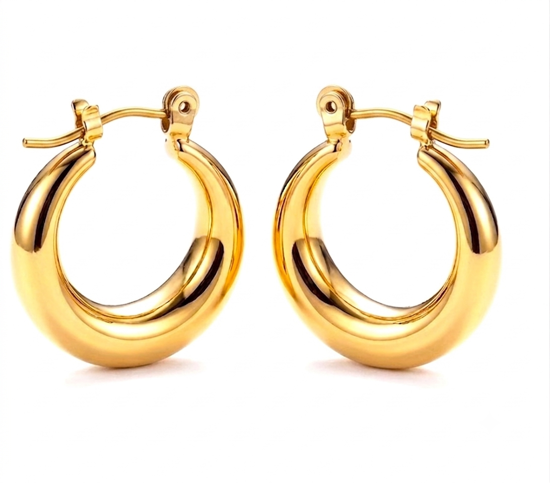 Liv Oliver 18K Gold Polished Hoop Earrings