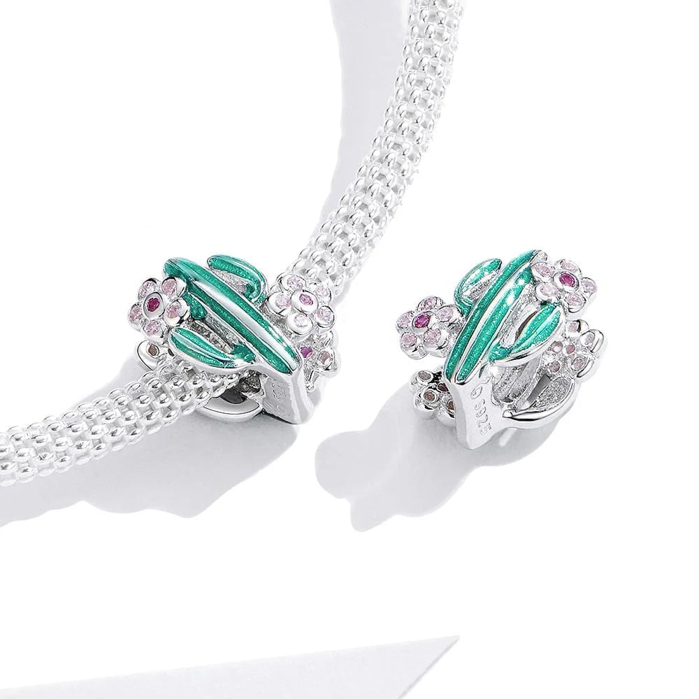 Solid 925 Sterling Silver Baby Cactus Pandora Inspired Charm