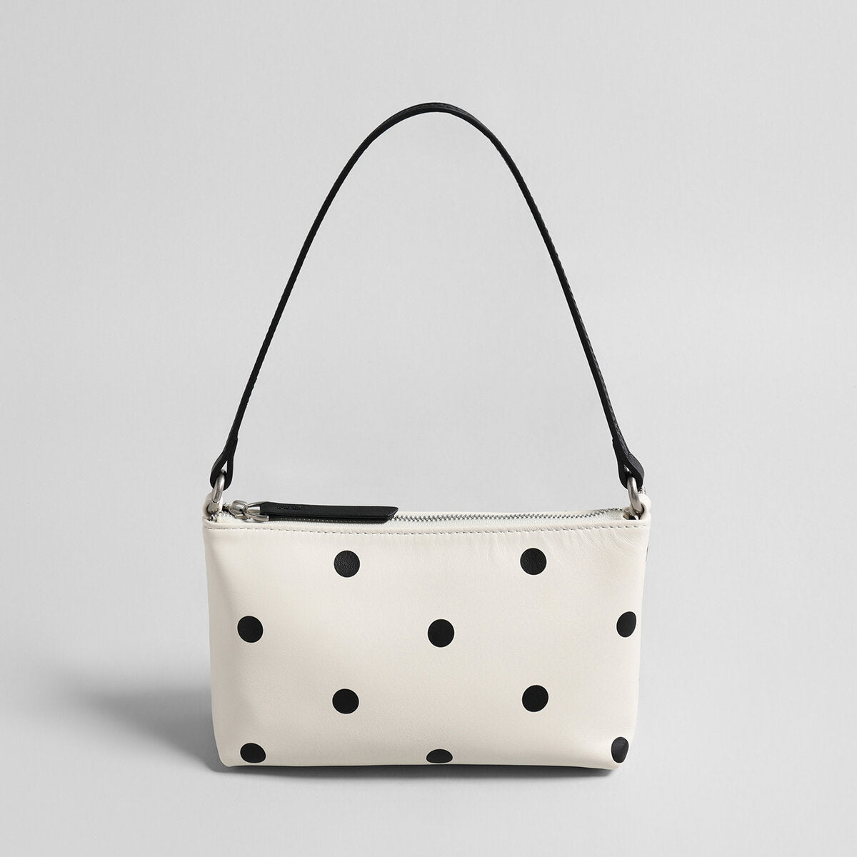 Polka Dot Leather Baguette Bag - Ivory