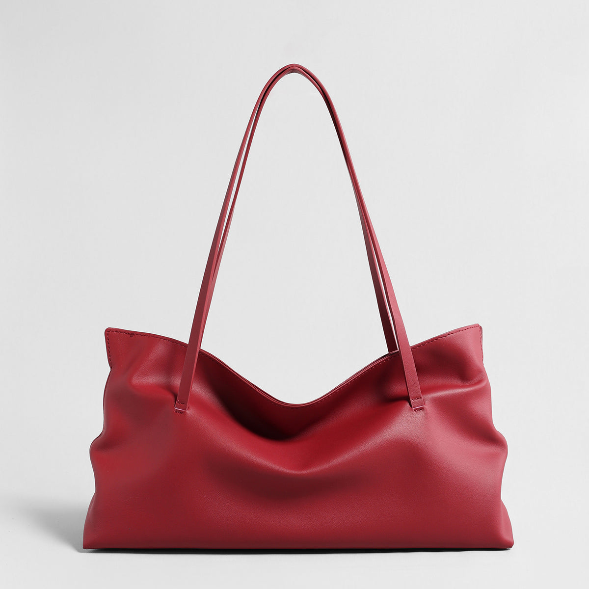 Slouchy Wave Leather Tote Bag – Large Draped Shoulder Bag