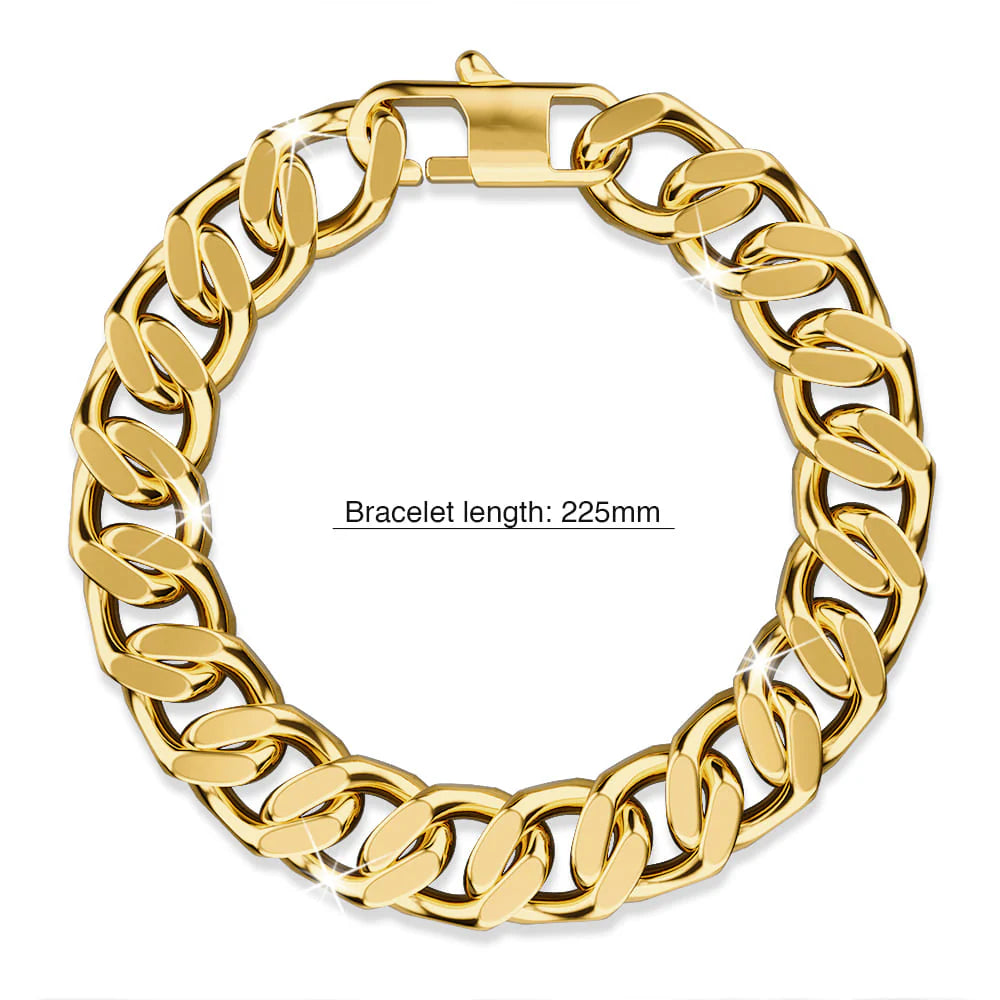 Bullion Gold Muse Cuban Gold Layered Stainless Steel Chain Bracelet