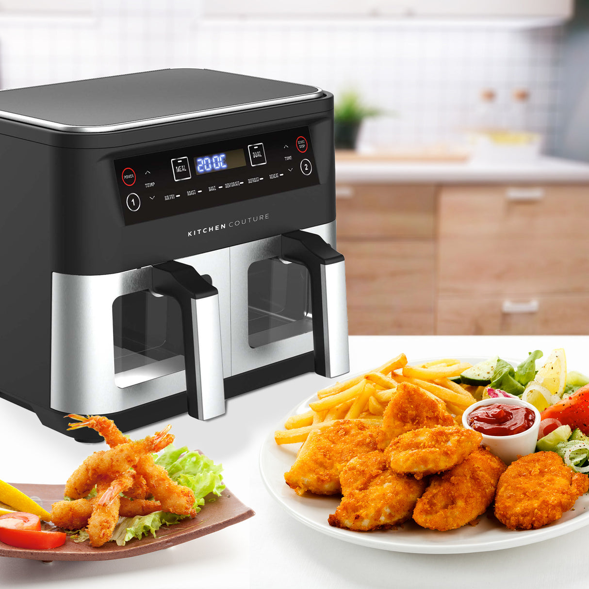 Kitchen Couture Dual View 10L Stainless Air Fryer