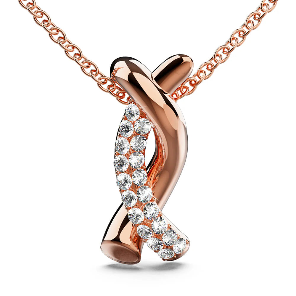 Krystal Couture Intertwined Rose Gold Pendant Necklace Embellished with SWAROVSKI Crystals