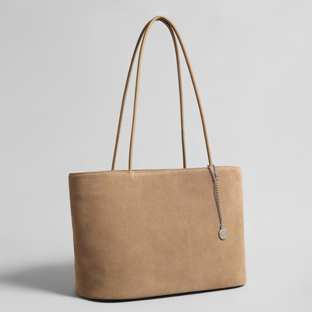 Suede Leather Large Tote Bag - Oat